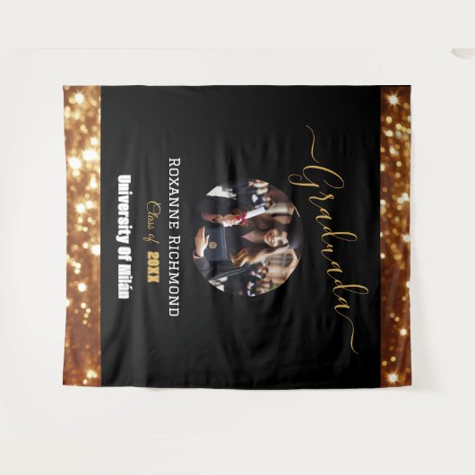 Luxuriöses Schwarzes Foto Elegante gestufte Signat Wandteppich (Vorderseite (Horizontal))