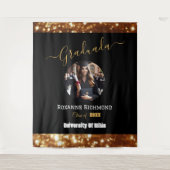 Luxuriöses Schwarzes Foto Elegante gestufte Signat Wandteppich (Vorderseite)