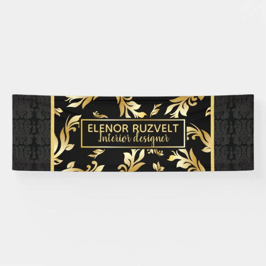 Luxuriöses schwarzes Gold mit floralen eleganten D Banner (Horizontal)