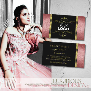 Luxuriöses Schwarzes Gold mit Rotem Glitzer und Lo Visitenkarte