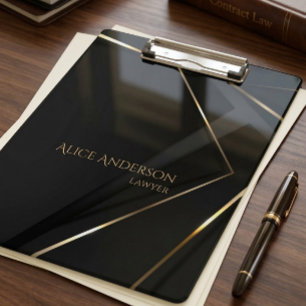 Luxuriöses schwarzes goldenes elegantes Anwalt abs Klemmbrett