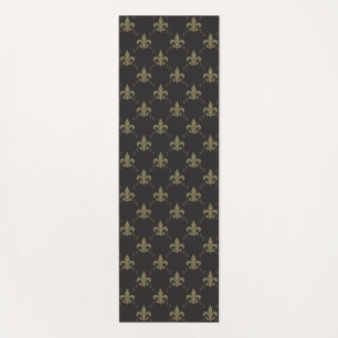 Luxuriöses schwarzes GoldLilien-Muster Yogamatte