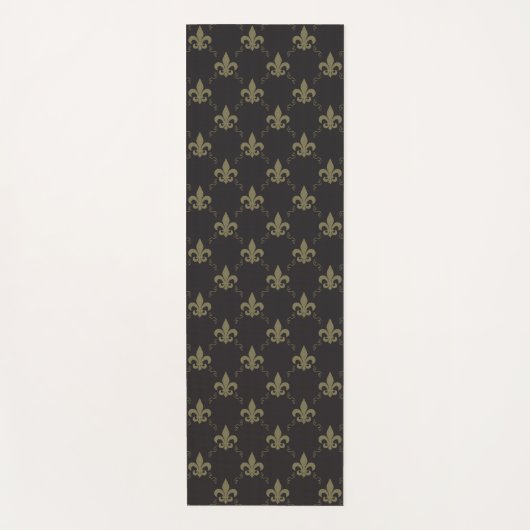Luxuriöses schwarzes GoldLilien-Muster Yogamatte (Vorderseite)