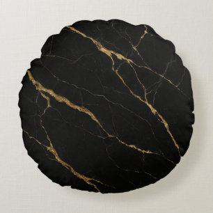 Luxuriöses schwarzes Marmor Rundes Kissen