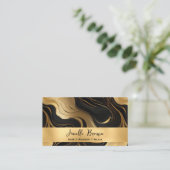 Luxuriöses schwarzes Marmor und Goldfolie Visitenkarte (Stehend Vorderseite)