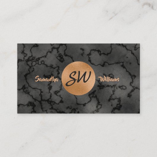 Luxuriöses schwarzes Marmor und Kupfer Beruflich Visitenkarte (Vorderseite)