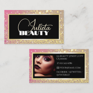 Luxuriöses Schwarzes Rosa Golden Sparkle Glitzer u Visitenkarte