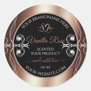 Luxuriöses schwarzes Rosegold Shimmery Dekor Produ Runder Aufkleber