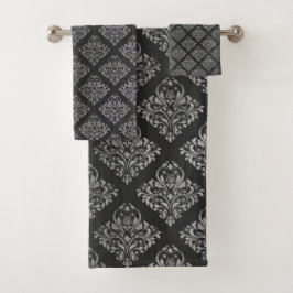 LUXURIÖSES Schwarzes Silber HAMPTON TOWEL SET