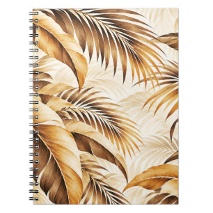 Luxuriöses Sepia-Beige-Tropenpalmblatt-Muster Notizblock