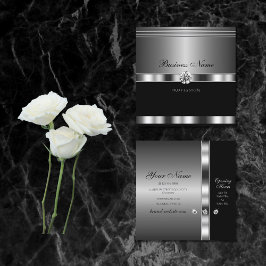 Luxuriöses Silber und Schwarz mit glänzenden Diama Quadratische Visitenkarte