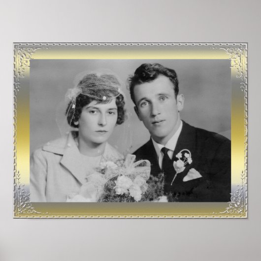 Luxuriöses silberfarbenes Foto Poster (Vorne)