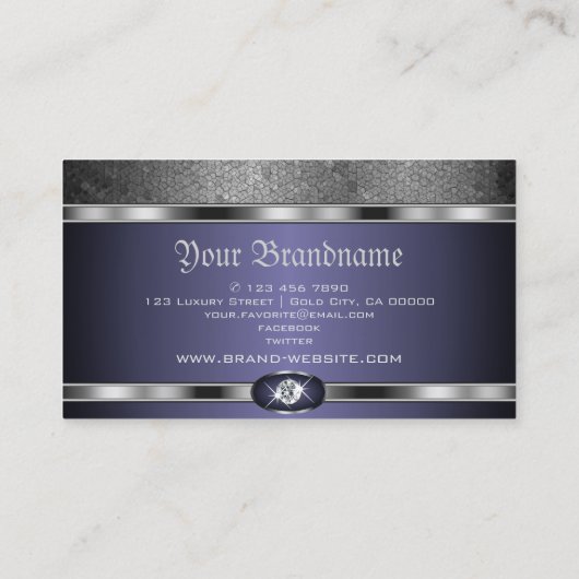 Luxuriöses Silbermusternblau mit Imitate Diamonds Visitenkarte (Rückseite)