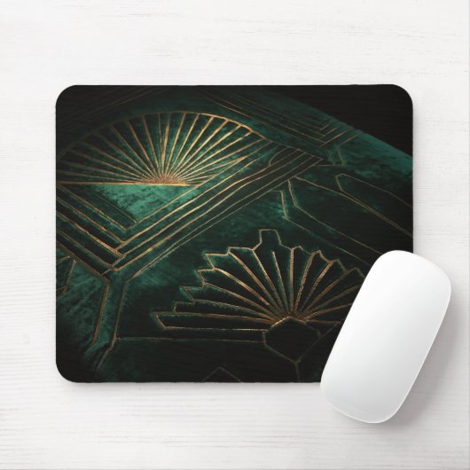 Luxuriöses Smaragdgrün und Art Deco Messing Mousepad (Mit Mouse)