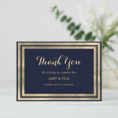 Luxuriöses stilvolles modernes marineblaues Gold D Dankeskarte (Stehend Vorderseite)