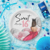 Luxuriöses Sweet 16 Rose Rosa Weißer Balloons Pappteller (Party)