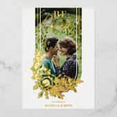 Luxuriöses Trendy Floral Arch Seien Sie unser Foto Folieneinladung (Vorderseite)