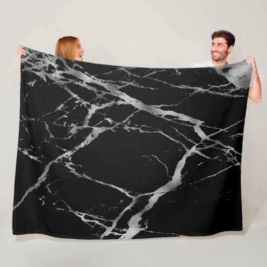 Luxuriöses trendy Silver Black Marmor Fleecedecke (Beispiel)