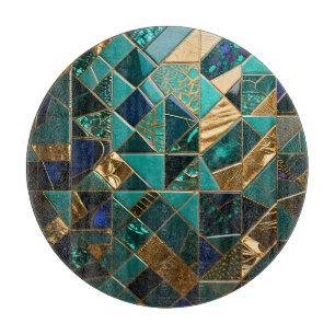 Luxuriöses Türkis Gold Geometrisches Mosaikmuster Schneidebrett
