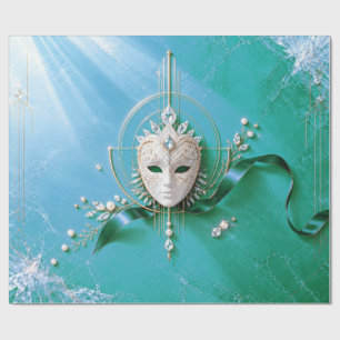 Luxuriöses Türkis-Masquerade-Weihnachtsgeschenkpap Geschenkpapier