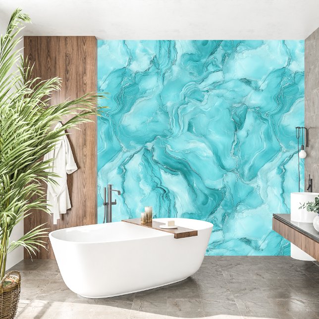 Luxuriöses türkisfarbenes Marmor Texture Aqua Tapete (Luxury Turquoise Marble Texture Wallpaper)