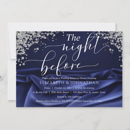 Luxuriöses Velvet The Night Before Probe Dinner Einladung (Vorderseite)