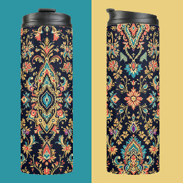 Luxuriöses Verziertes Damaskus-Muster mit floralen Thermosbecher