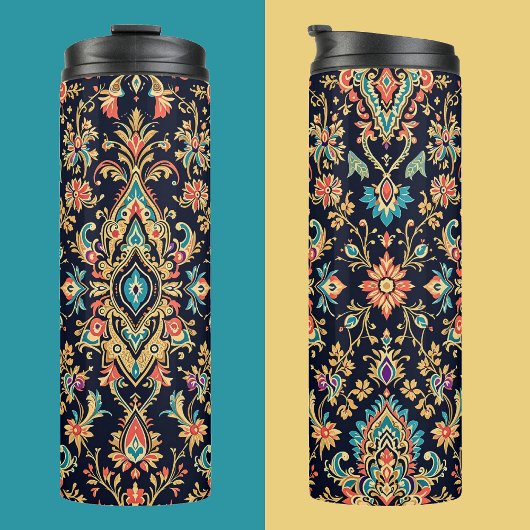 Luxuriöses Verziertes Damaskus-Muster mit floralen Thermosbecher