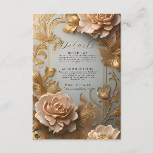 Luxuriöses, Vintag inspiriert Blumenmotiv Details Begleitkarte (Vorderseite)