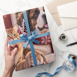 Luxuriöses Wald-Burgunder-Weihnachtspapier Geschenkpapier