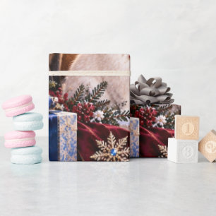 Luxuriöses Wald-Weihnachten Blau Weihnachtspapier Geschenkpapier