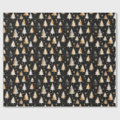 Luxuriöses Weihnachtsbaummuster in Gold, Silber Geschenkpapier (Flach)