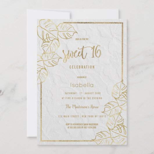 Luxuriöses weißes Gold, französisches Blumenstrauß Einladung (Vorderseite)