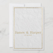 Luxuriöses weißes goldfarbenes französisches Blume Einladung (Rückseite)