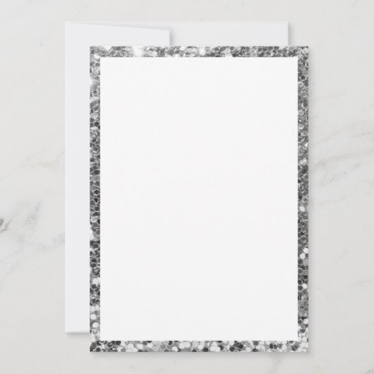 Luxuriöses, weißes silbernes Sequenzer Rahmen eleg Einladung (Rückseite)