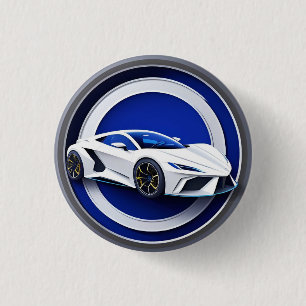 Luxuriöses weißes Sportwagen-Emblem Button