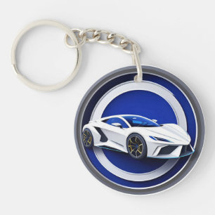 Luxuriöses weißes Sportwagen-Emblem Schlüsselanhänger