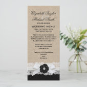 Luxuriöses White Ribbon Burlap Lace Menü Menükarte (Stehend Vorderseite)