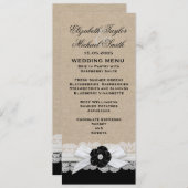 Luxuriöses White Ribbon Burlap Lace Menü Menükarte (Vorne/Hinten)