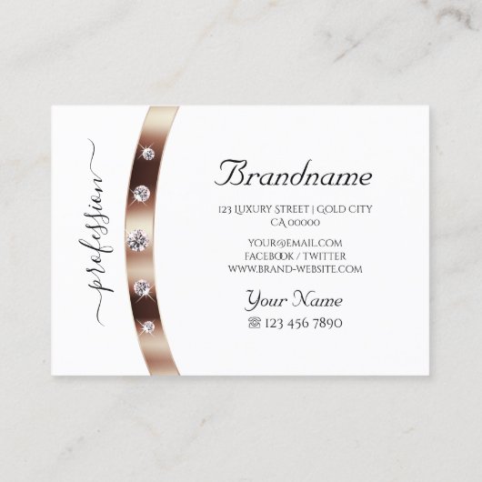 Luxuriöses White Rose Gold mit Monogram und Diamon Visitenkarte (Rückseite)