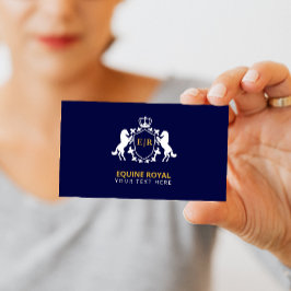 Luxuriöses White Royal Wappen | Initial on Navy Bl Visitenkarte