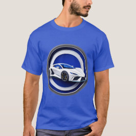 Luxuriöses White Sports Car Emblem T-Shirt