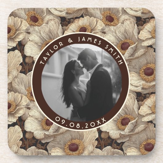 Luxurious Anemones Petal Vineyard Wedding Getränkeuntersetzer (Vorderseite)