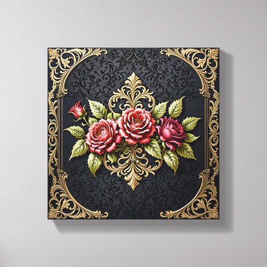 Luxurious Antique Gold Victorian Frame & Deep Red  Leinwanddruck (Vorderseite)