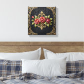 Luxurious Antique Gold Victorian Frame & Deep Red  Leinwanddruck (Insitu (Schlafzimmer))