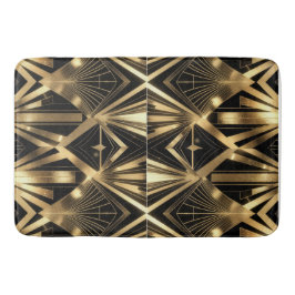 Luxurious Art Deco Geometric Gold and Black Badematte