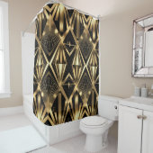 Luxurious Art Deco Geometric Gold and Black Duschvorhang (Beispiel)