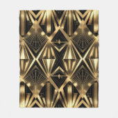 Luxurious Art Deco Geometric Gold and Black Fleecedecke (Vorderseite)