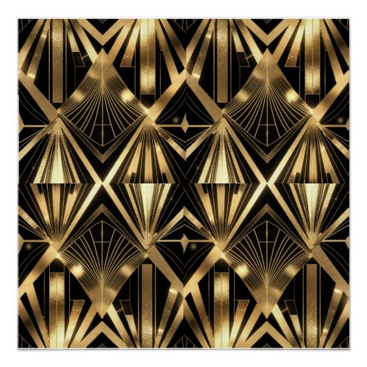 Luxurious Art Deco Geometric Gold and Black  Poster (Vorderseite)