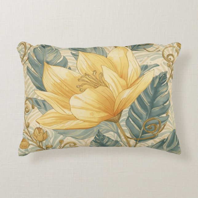 Luxurious, Beautiful Yellow Lemon Flower Pattern  Dekokissen (Vorderseite)